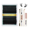 280pcs DIY eyelash extension kit with black cluster lashes, bond and seal, and remover - 80D and 100D Mixed Lashes Kit (DIY-SET-296)