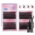 DIY wimperverlenging set met 8-16mm wimpers, lijm, pincet en wimperborsteltje - JMS-045 Stijl Met Zwarte Accessoireset