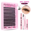 DIY Wimpernverlängerung Set mit 144 Clustern 14-18mm Kleber und Entferner Kit - 144 Cluster Mit Pinkfarbenem Kleber Pinzette Bürste Entferner (DIY-TZ075)