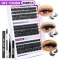 Kit extension ciglia fai da te con 216 segmenti, colla, sigillante e strumenti - Collezione Strumenti Neri / DIY-TZ080 (Con strumenti neri)