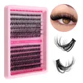 DIY Cluster-Wimpernverlängerung-Set mit dichten schwarzen Wimpern in rosa Etui - Einzelne Box