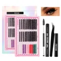 Kit di extension ciglia colorate fai-da-te con vassoi rosa e strumenti per applicazione - Set Fai-da-te-308+ Nero Composto Da Quattro Pezzi