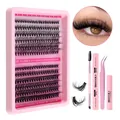 DIY-Wimpernverlängerung-Set mit Kleber, Pinzette und Entferner in Rosa-Thema - Natürlicher Kreuzstil (DIY-SET-313) / Mit Pinzette Bürste Kleber Und Entferner
