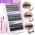 DIY cluster lashes extension kit with 240 clusters and bond seal glue tools - Pink Tool Collection / DIY-TZ081 (With Pink Tools)