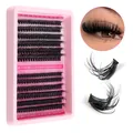 DIY Einzelwimpern-Set in rosa Schale mit schwarzen geschwungenen synthetischen Wimpern - Einzelne Box