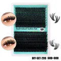 Kit d'extension de cils DIY avec 320 grappes de 9-16mm de long et fini noir mat - Cils Segmentés Extra Denses (DIY-SET-299)