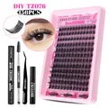 DIY cluster lashes extension kit with 156 pieces bond seal and professional tweezers - 156 Clusters With Black Bond Seal Tweezers Brush Remover (DIY-TZ076)