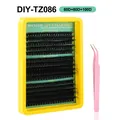 Kit de pestañas postizas DIY con pinzas 10-16mm longitud 60D 80D 100D mixto - Estilo Denso Con Pinzas / Serie de Alta Densidad
