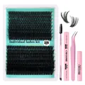 Kit d'extension de cils DIY avec 320 grappes 9-16mm plus colle et pincettes - Kit de Cils Extra Denses (Comprend Colle, Dissolvant, Pince, Brosse) (DIY-SET-299)