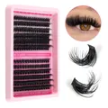 DIY individual cluster lash extensions kit with 12 rows of thick curly black lashes - Dense Curly Style (DIY-SET-315) / 80D+100D (204 Clusters) / Single Box