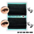 Kit d'extension de cils individuels DIY avec 320 grappes en volumes 80D et 100D - Cils Segmentés Ultra Denses (DIY-SET-300)