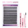 DIY cluster lashes extension kit with 144 clusters and tools for professional look - Cluster Lashes With Pink Tools (DIY-TZ078)
