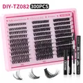 Σετ βλεφαρίδων DIY 300 τεμαχίων με τουφάκια 30D/40D/50D και εργαλεία εφαρμογής - Μικτή Πυκνότητα 30D/40D/50D (DIY-TZ082) / Με Μαύρο Σετ Εργαλείων