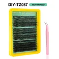 Kit de extensiones de pestañas DIY con pinzas y largos mixtos 30D 40D 50D 10-16mm - Estilo Natural Con Pinzas / Serie de Densidad Natural
