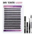 DIY cluster eyelash extension kit with 144 clusters and essential application tools - Cluster Lashes With Black Tools (DIY-TZ078)