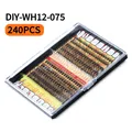 DIY cluster lashes set in model DIY-WH12-075 with 240 clusters in a black case - Black Mixed Lash Board (DIY-WH12-075)