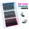 300 plukjes 5D pluizige DIY wimperverlenging met 10mm tot 18mm gemengde lengte - TZ101 Enkele Lade