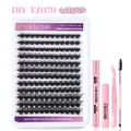 DIY cluster eyelash extension kit with 144 clusters, bond, seal, remover and pink tweezers - Cluster Lashes With Pink Tools (DIY-TZ079)