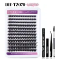 144pcs DIY individual eyelash extension kit with glue, remover, tweezers and brush - Cluster Lashes With Black Tools (DIY-TZ079)