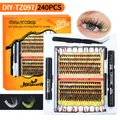 DIY colorful cluster eyelash kit with 240 clusters, tweezers and glue for Halloween - White Green Accent Halloween Lash Set (DIY-TZ097)