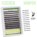 240pcs DIY lash extension kit with black and yellow clusters in 10-18mm length mix - Model 317 / Black and Yellow Mix