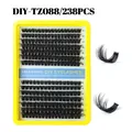 DIY cluster lash extension kit 238pcs in 10-20mm length with C/D curl on yellow tray - Dense Style (DIY-TZ088) / Single Box Lashes
