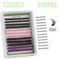 240-piece DIY eyelash cluster set in black pink and purple ranging from 10mm to 18mm - Model 318 / Black/Pink/Purple Mix