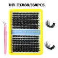 DIY eyelash extension kit with 238 clusters 10-20mm and pink tweezers set - Dense Style (DIY-TZ088) / With Pink Tweezers