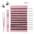 DIY Cluster-Wimpernset mit 40D Wimpern, 5ml Bond & Seal Kleber und pinker Pinzette - 40D Dichter Stil (DIY-SET-361)