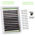 Kit de 192 pestañas postizas individuales densas de 10-18mm en bandeja blanca - Negro Puro