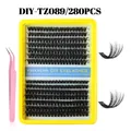 DIY eyelash extension kit 280pcs individual clusters with pink tweezers 10-20mm - Fluffy Style (DIY-TZ089) / With Pink Tweezers