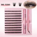 DIY individual cluster lash extension kit with black lashes, bond, seal, and tweezers - Voluminous Segmented Style (DIY-TZ113)