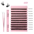 Kit de faux cils 60D en grappes de 8 à 16mm avec colle Bond & Seal et pince rose - Style Dense 60D (DIY-SET-363)