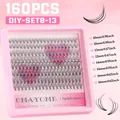 Detail view of 160 DIY individual lashes showing sizes 10mm to 16mm in a pink tray - 160 Clusters DIY-SET8-13