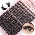Kit ciglia finte fai-da-te con ciglia nere da 10mm e 14mm su supporto rosa - Kit Fai Da Te-340 [c-track/144 Cluster]