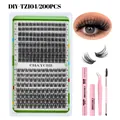 DIY cluster lashes set with 200pcs 10-16mm C curl segments and pink tool kit - DIY-TZ104 Style With Pink Tool Set