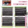 CMAYOME DIY lash kit with 10-16mm cluster lashes bond seal and remover tool set - DIY-JMS-060 With Pink 4-Piece Tool Kit