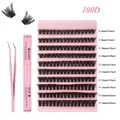 100D DIY cluster lash kit with pink glue and tweezers for professional extensions - 100D Dense Style (DIY-SET-365)