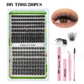 DIY cluster lashes set 10-16mm C curl thick volume with bond seal and remover - DIY-TZ105 Style With Pink Tool Set