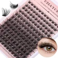 Kit extension ciglia a ciuffetti DIY con fibre nere da 10-14mm e strumento applicatore - Kit Fai Da Te-342 [traccia C/144 Cluster]