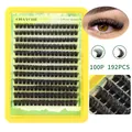 DIY Cluster Wimpern 10-12mm Länge auf gelbem Tablett mit Blumenmuster - Natürlich Schwarz (DIY-SET-347)