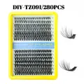 DIY 280 clusters eyelash extension kit with 10mm to 20mm lengths in yellow storage box - Airy Soft Style (DIY-TZ091) / Single Box Lashes