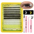 DIY Cluster Wimpernverlängerung Set mit schwarz weiß gelben Lashes und Kleber Entferner - Schwarz Weiß Gelb Wimpern Kit (DIY-SET-343+Tools)