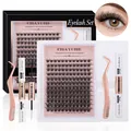 Kit extension ciglia fai-da-te con ciglia 8-16mm colla e pinzette in oro rosa - Diy-tzyw-070 [c-track/144 Cluster]