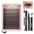 DIY individual lash extension kit with cluster lashes bond seal remover and tools - DIY-SET-330 / Eyelashes With 4-Piece Black Tool Set