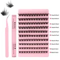 Einzelwimpern-Cluster-Set mit rosa Pinzette und 5ml Wimpernkleber sowie Versiegelung - Vollständiges Wimpernverlängerung Kit Mit Kleber Und Pinzette (DIY-SET-370)