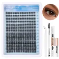 Cluster lash extension kit with 8-16mm eyelashes, glue, remover and tweezers - DIY-SET-339 (With White Tool Set)