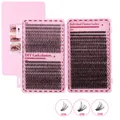 DIY cluster lashes set 8-16mm with 30D 40D 50D segments in a pink storage case - 30D/40D/50D Mixed Lashes (DIY-JMS-064)