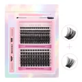 DIY cluster lashes set with 8-18mm tray, pink glue, tweezers, and brush on white background - Style 350 With Tweezers Bond Seal And Brush (DIY-SET-350)