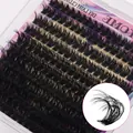 Zwarte DIY-wimperclusters in transparante doos met gedetailleerd wimperzicht - 80D Stijl